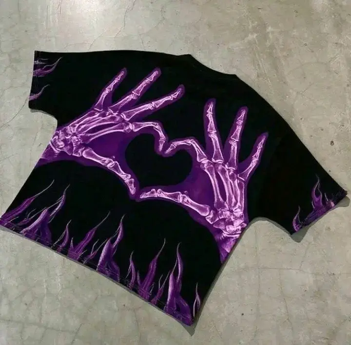 Polera de calavera con llamas - 2