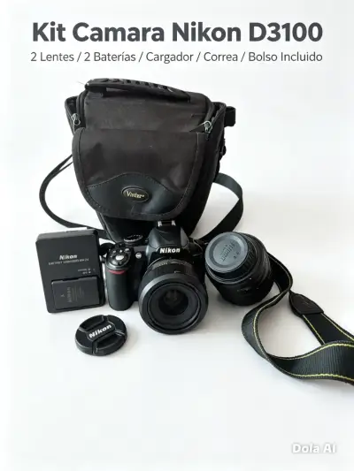 Cámara Nikon D3100 con kit completo y accesorios - miniatura 2