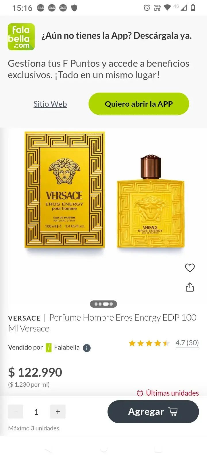 Perfume Versace Eros Energy para Hombre 100 ml - 2