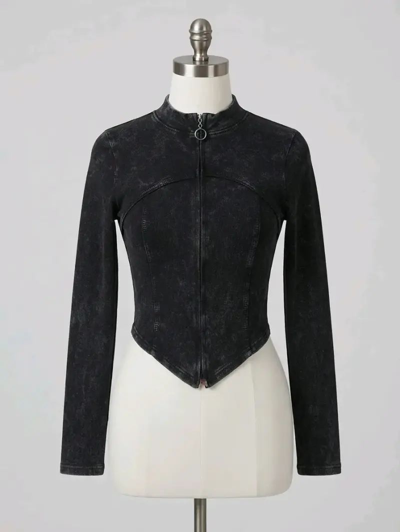 Conjunto de leggings y chaqueta negra para mujer - 1