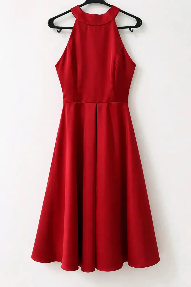 Vestido rojo elegante sin mangas - 1