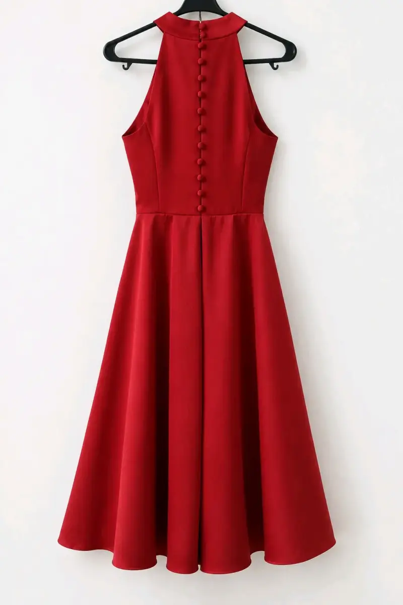 Vestido rojo elegante sin mangas - 2