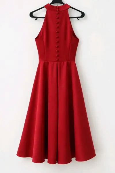 Vestido rojo elegante sin mangas - miniatura 2