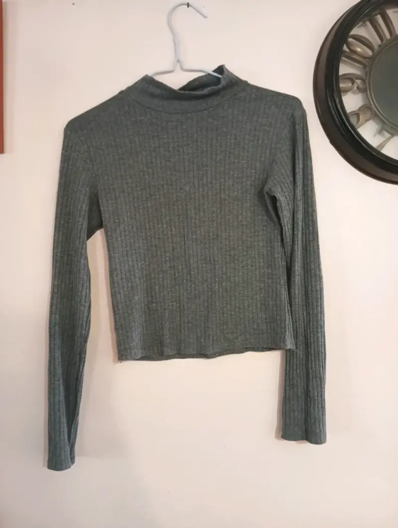 Polera de punto gris manga larga - 2