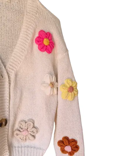 Cárdigan de punto con flores bordadas - miniatura 4