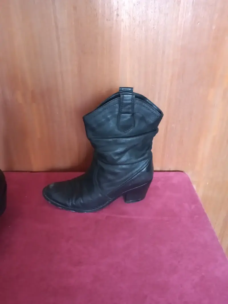 Botines de cuero negro para mujer - 3