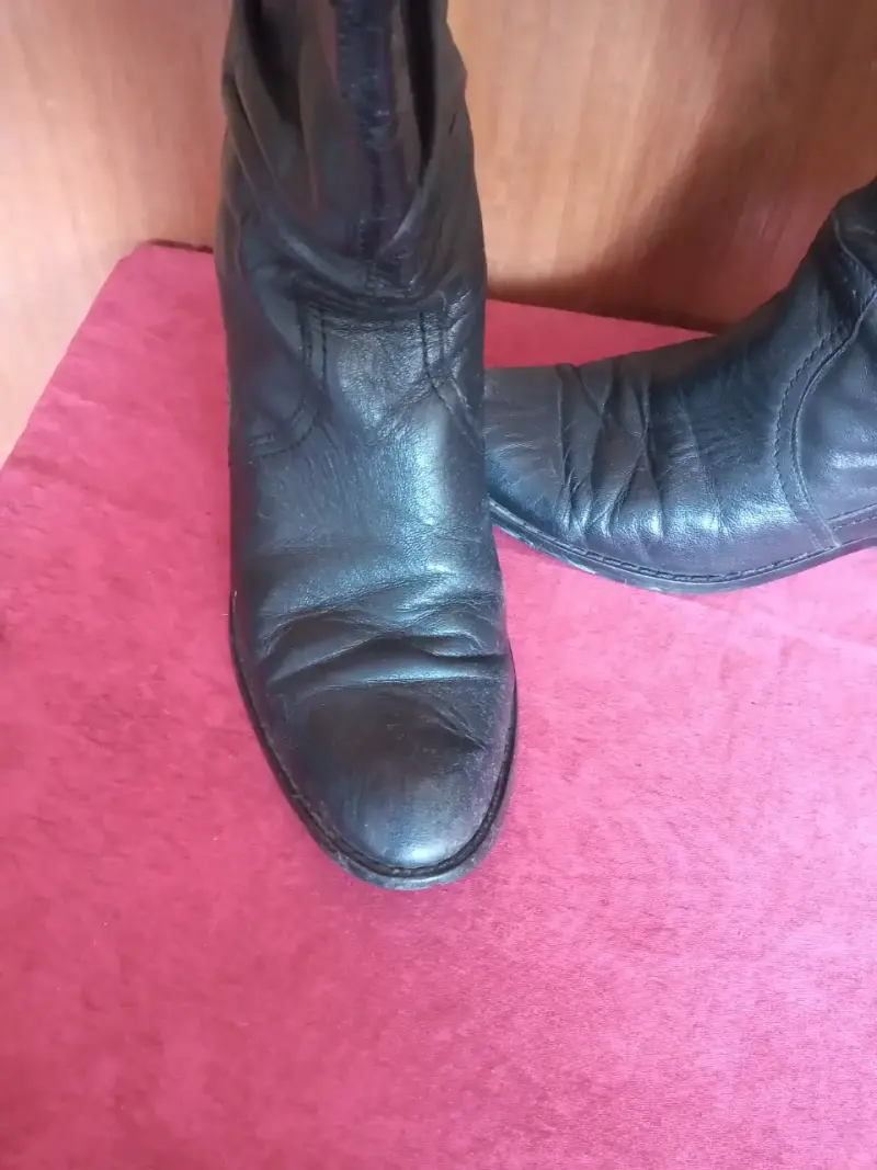 Botines de cuero negro para mujer - 4
