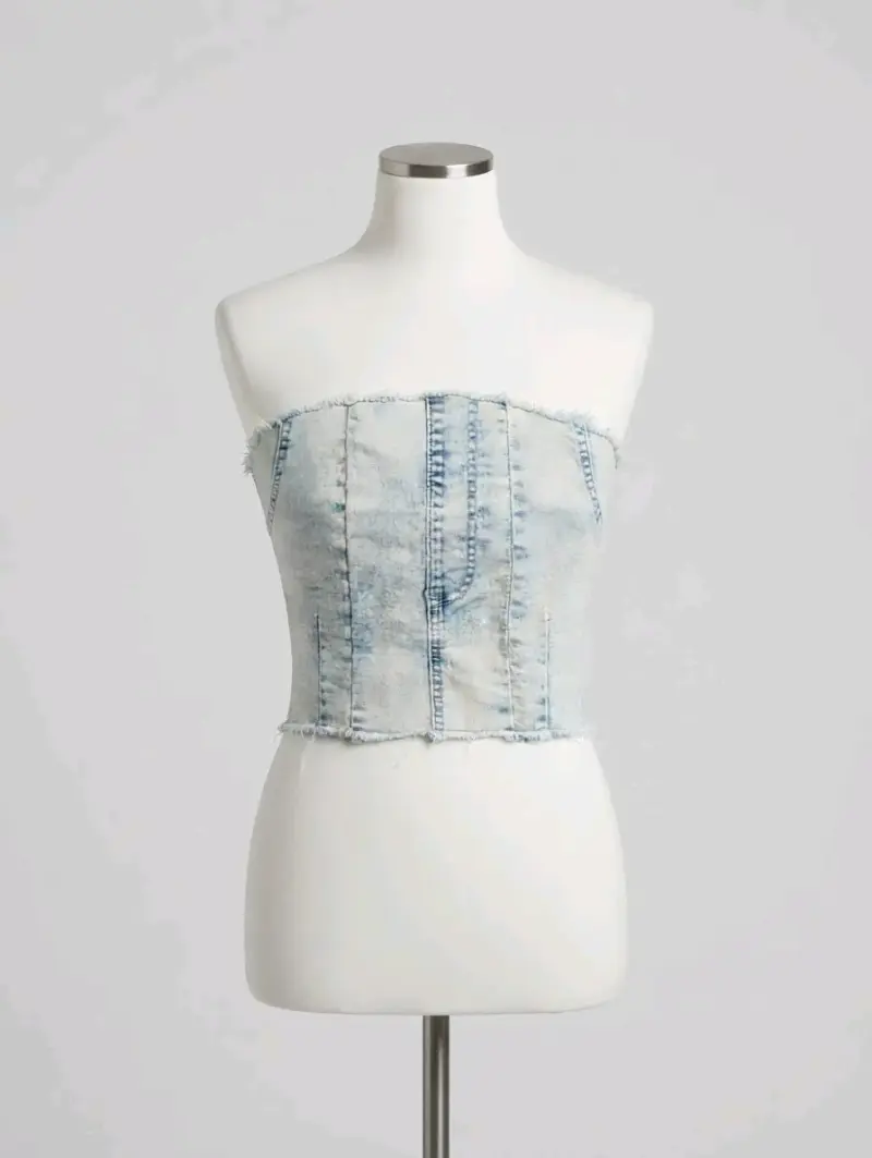 Top de mezclilla strapless para mujer - 1