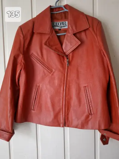 Chaqueta de cuero roja Todopiel para mujer - miniatura 1