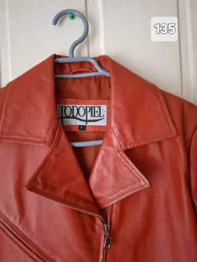 Chaqueta de cuero roja Todopiel para mujer - miniatura 2
