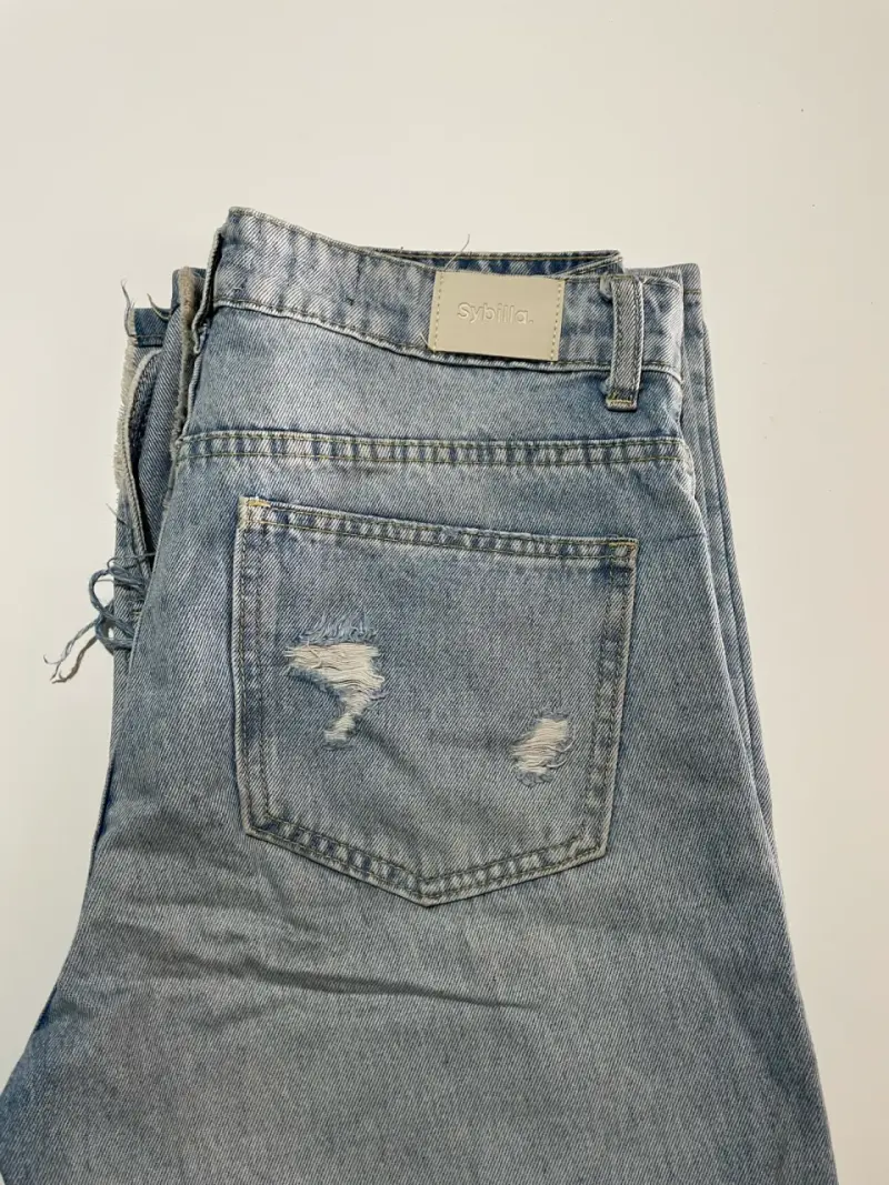 Jeans desgastados de mezclilla azul claro Sybilla - 2