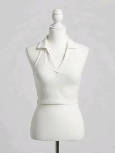 Top blanco sin mangas de algodón reciclado - miniatura 1