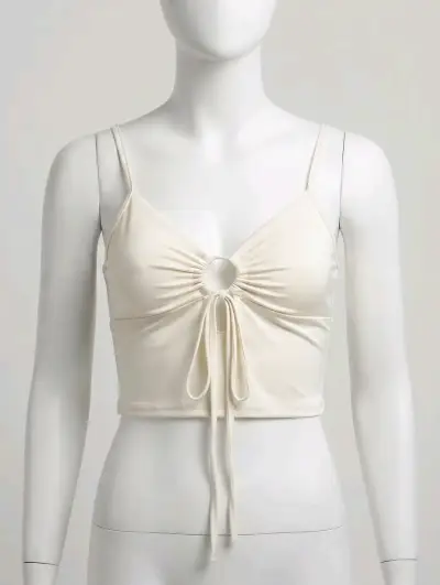 Top blanco con diseño de lazo frontal - miniatura 1