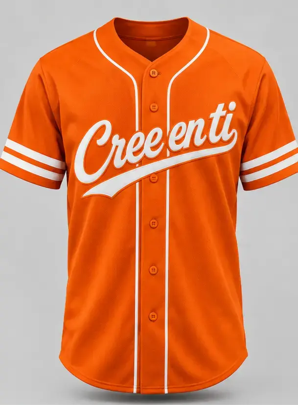 Camiseta de béisbol naranja con diseño deportivo