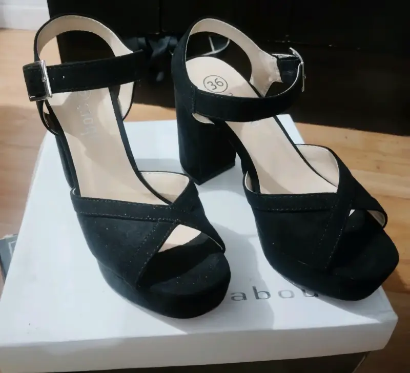 Sandalias de Fiesta, tacón alto negras - 2