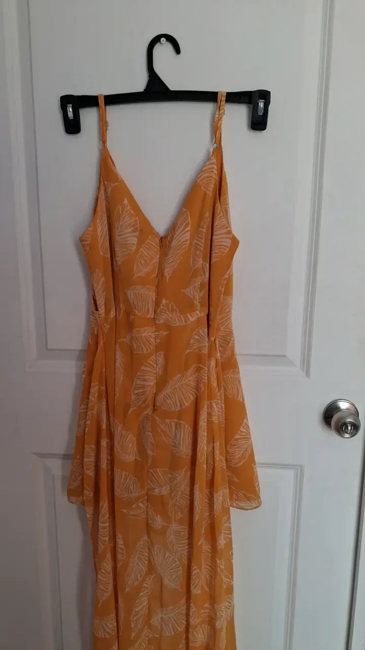 Vestido largo estampado hojas naranja - 3
