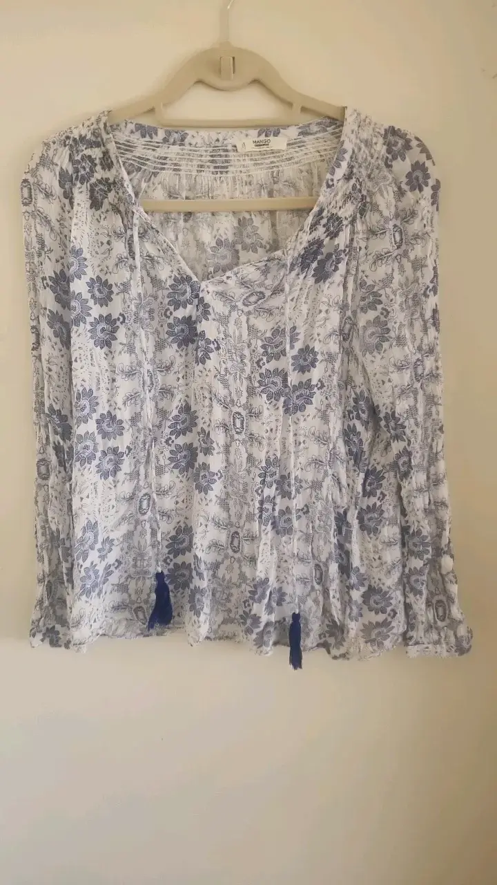 Blusa estampada floral azul Mango - 1
