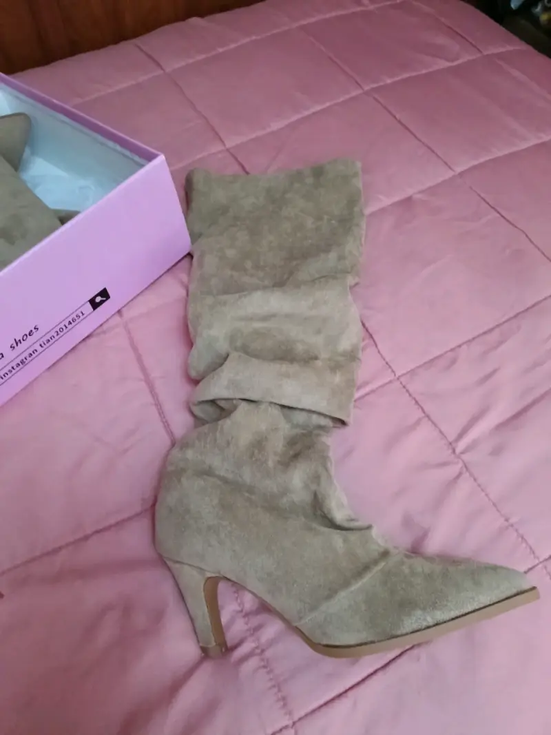 Botas de tacón alto negras y beige - 3