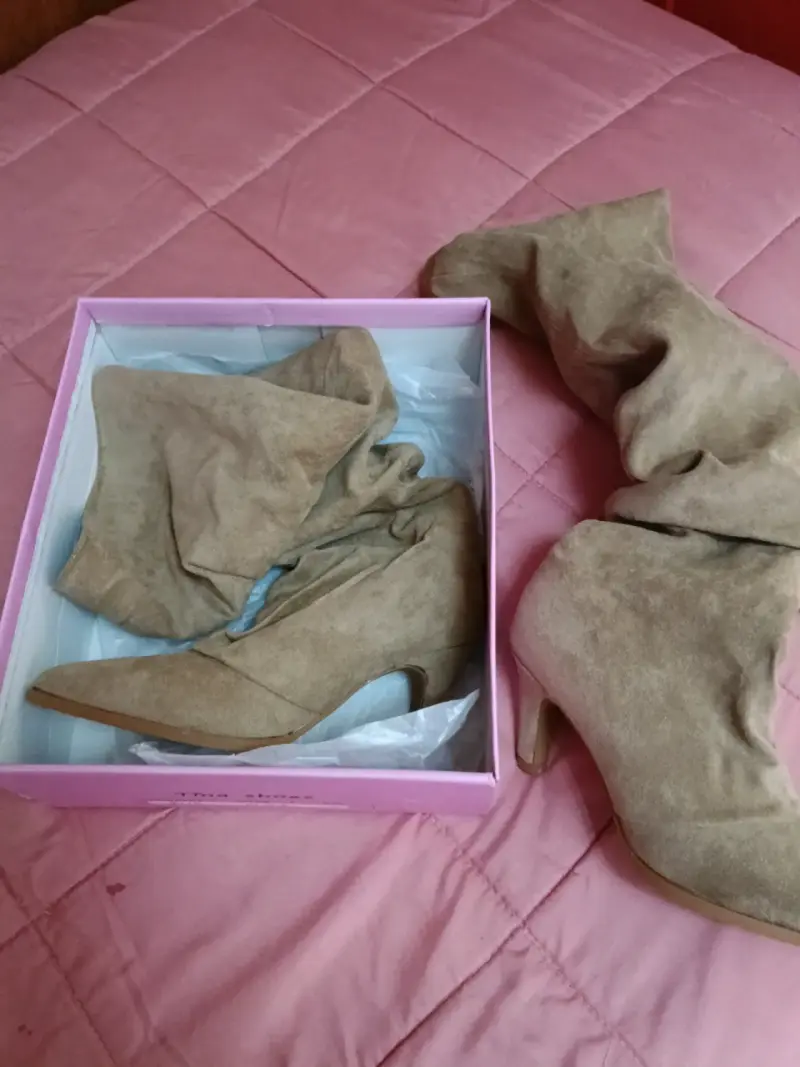 Botas de tacón alto negras y beige - 5