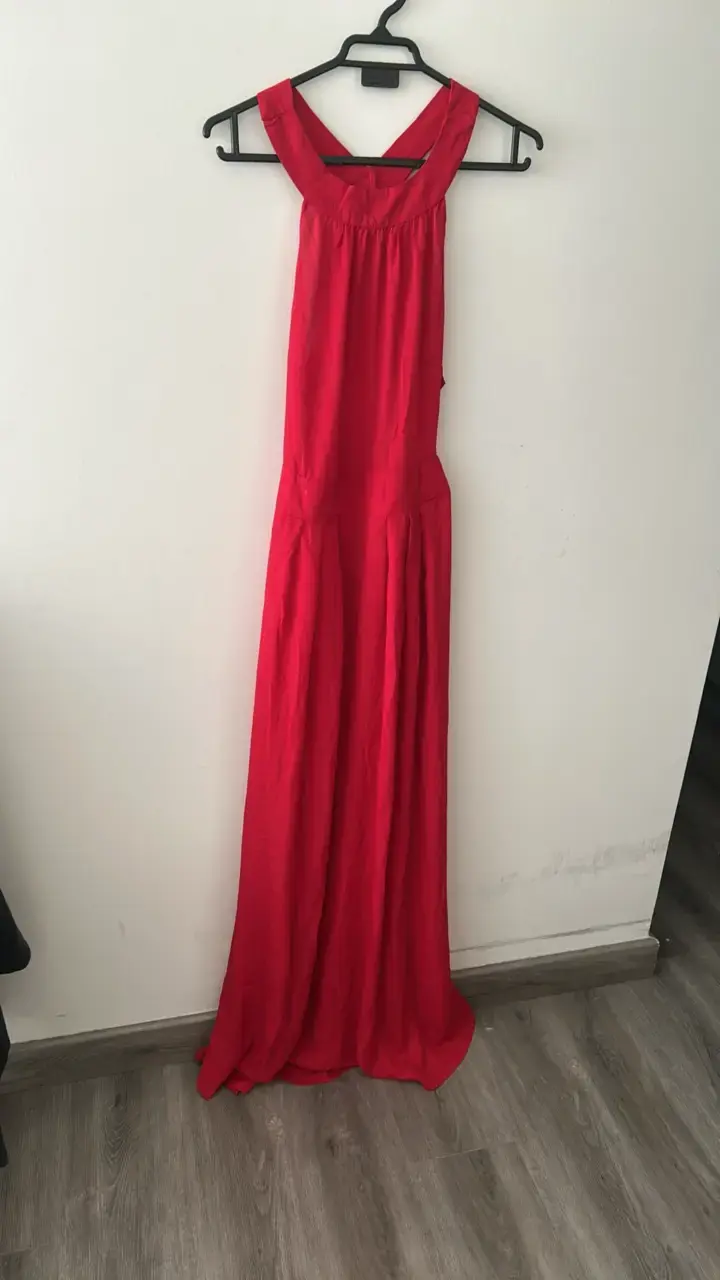 Vestido largo rojo sin mangas - 1