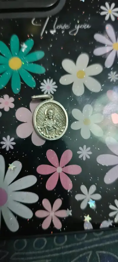 Medalla religiosa de plata con imagen grabada - miniatura 1
