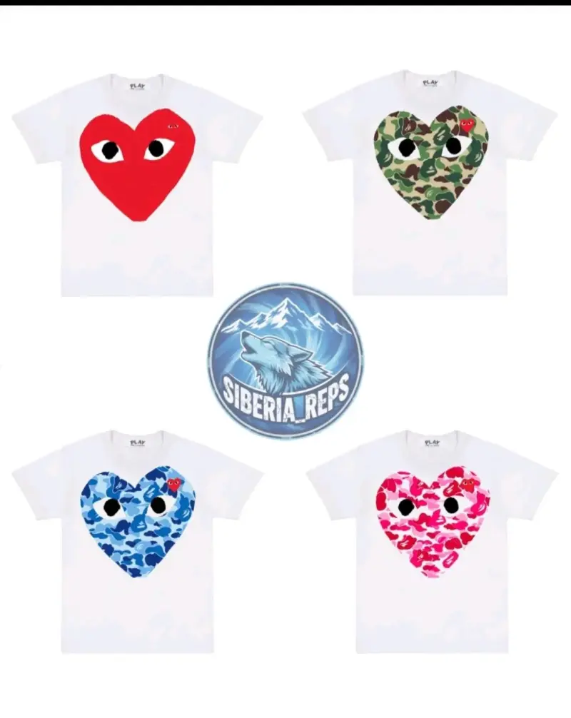 Polera blanca con estampado de corazón azul - 3