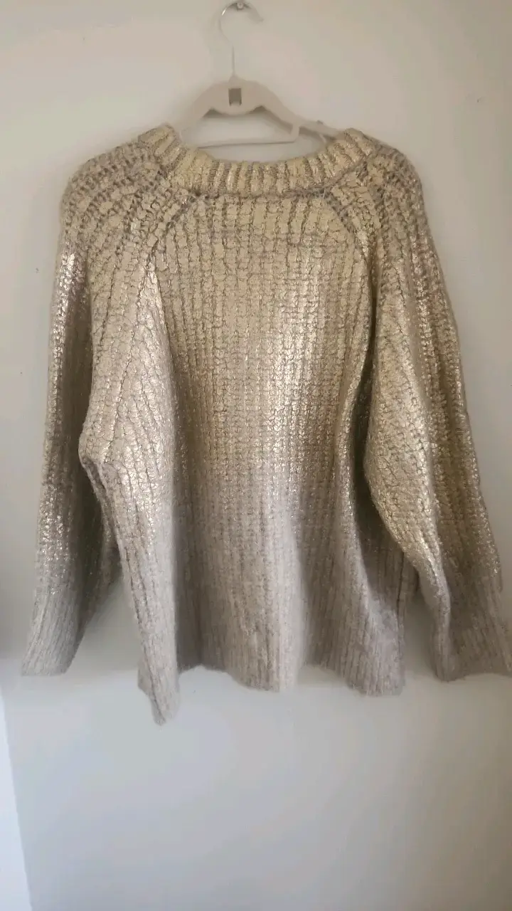 Suéter dorado brillante Zara para mujer - 3