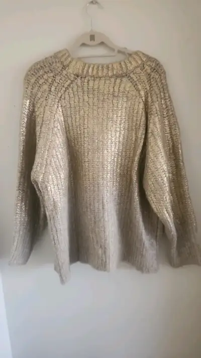 Suéter dorado brillante Zara para mujer - miniatura 3