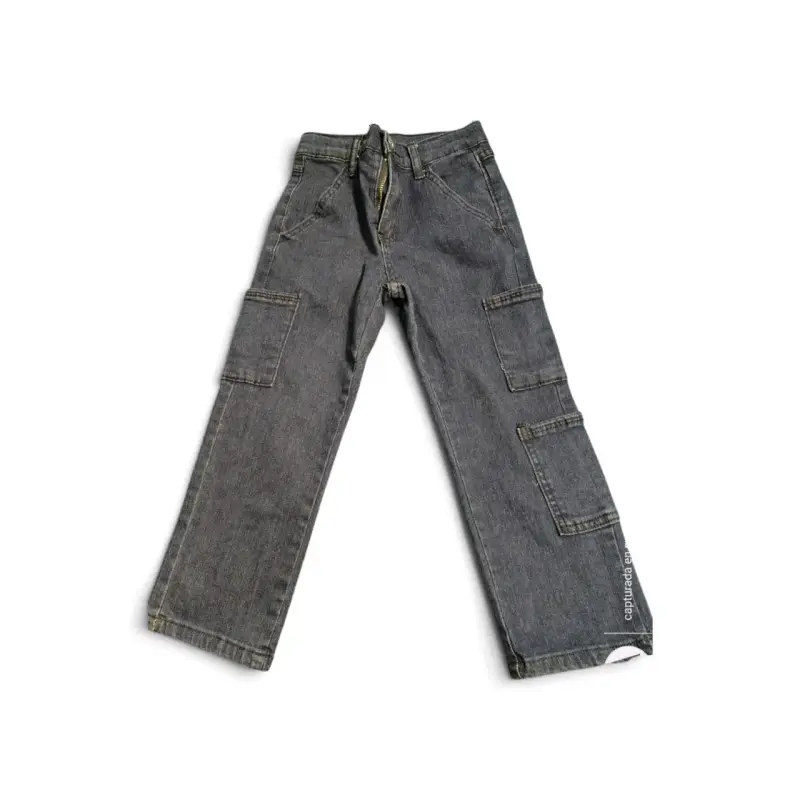 Pantalones cargo para niña en denim gris - 1