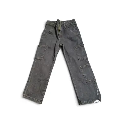 Pantalones cargo para niña en denim gris - miniatura 1