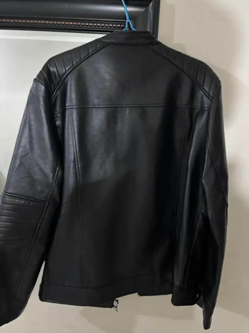 Chaqueta de cuero negra YD para hombre - 2