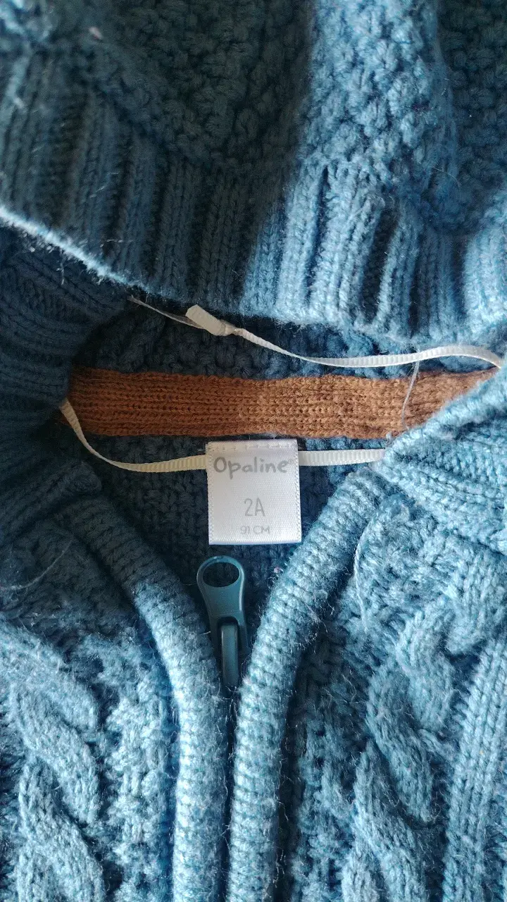 Chaleco de lana azul con capucha para niño - 3