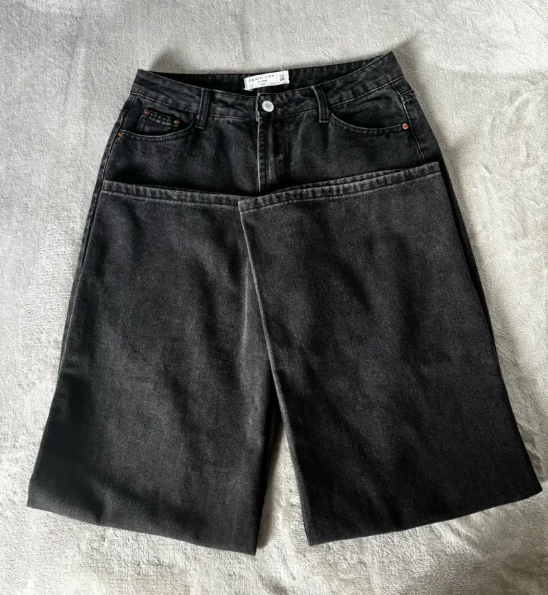 Jeans anchos negros con roturas - 3