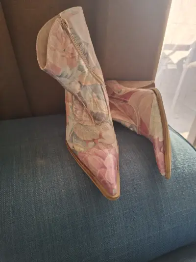 Botines de tacón floral para mujer - miniatura 1