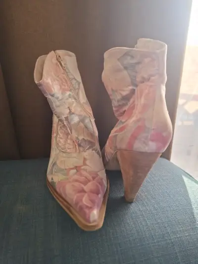 Botines de tacón floral para mujer - miniatura 2