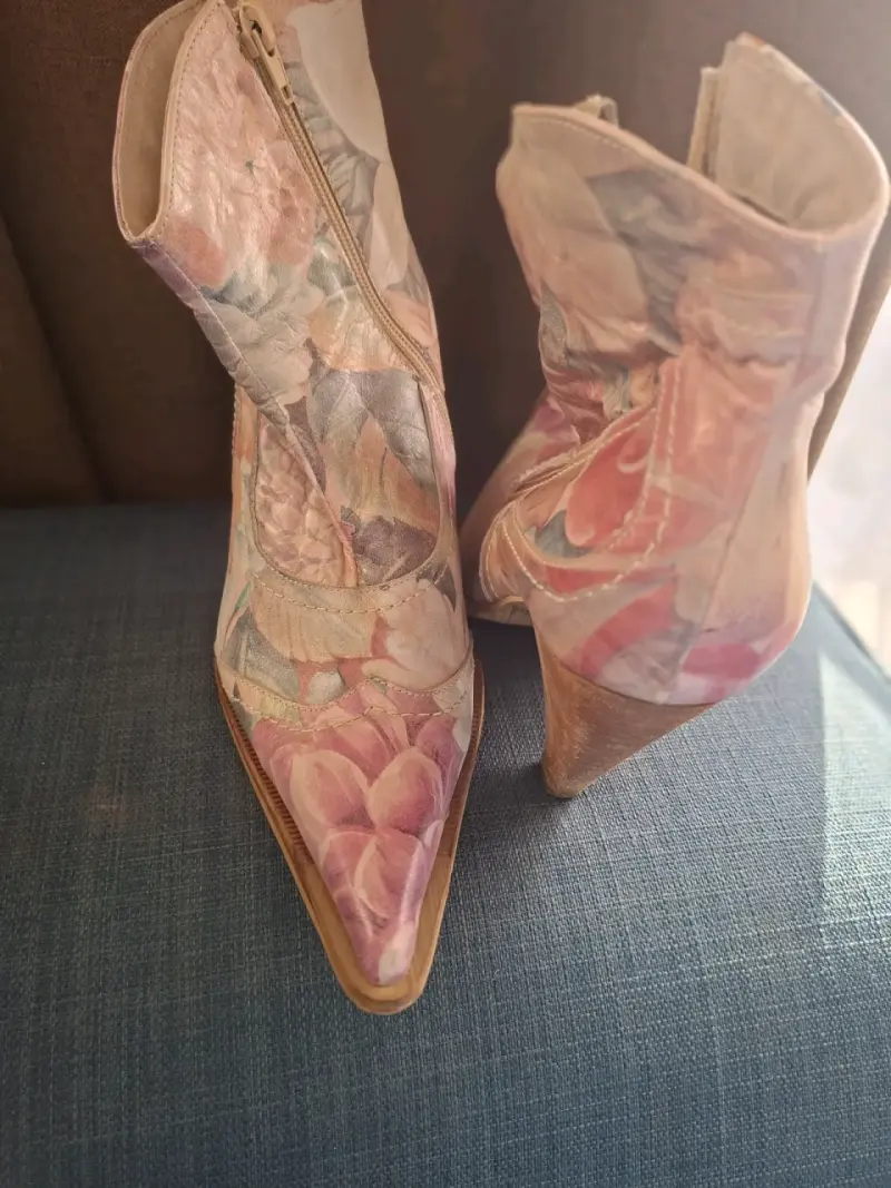 Botines de tacón floral para mujer - 4