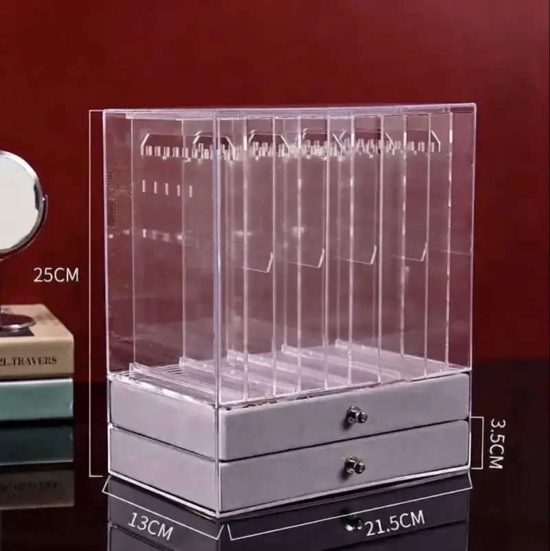 Organizador de joyas acrílico de paneles y cajones - 6