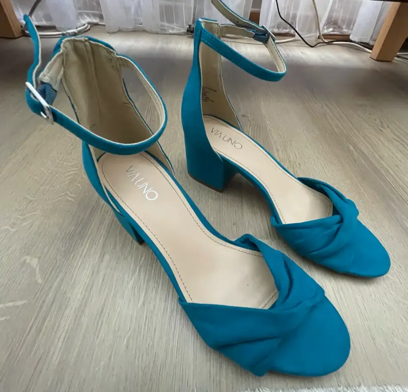 Sandalias de tacón azul Via Uno con correa ajustable - 3