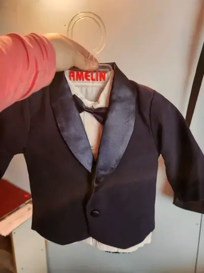 Traje de bebé elegante Amelin azul marino - miniatura 1