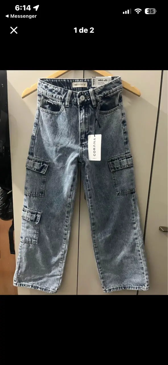 Jeans cargo anchos para adolescentes Corona - 1