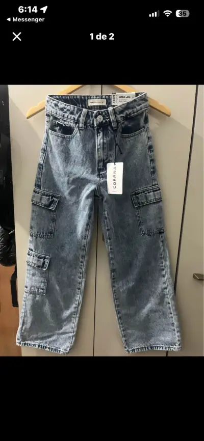 Jeans cargo anchos para adolescentes Corona - miniatura 1