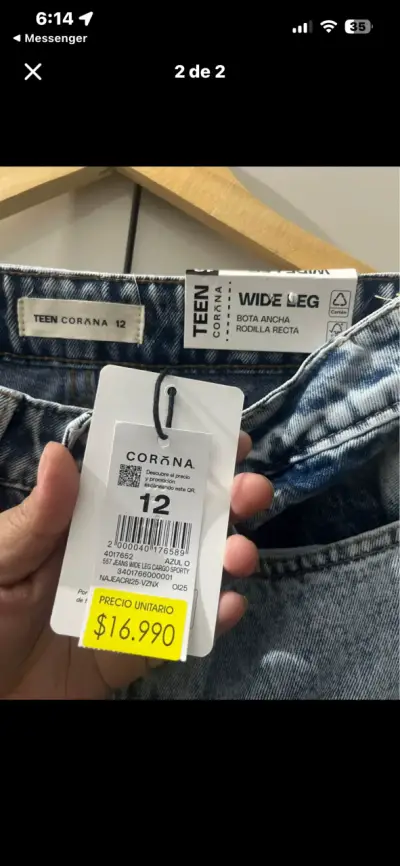 Jeans cargo anchos para adolescentes Corona - miniatura 2