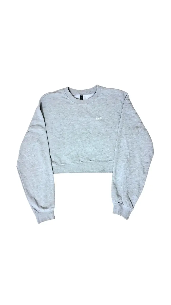 Polerón Crop Top Gris Mujer Love - 1