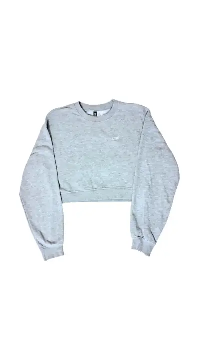 Polerón Crop Top Gris Mujer Love - miniatura 1
