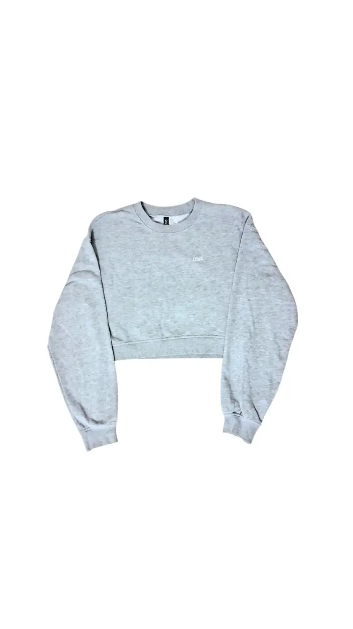 Polerón Crop Top Gris Mujer Love - 2