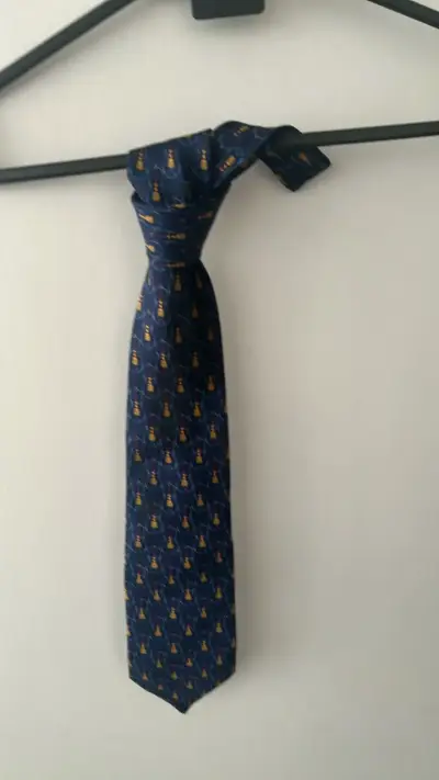 Corbata de seda azul con diseño de guitarras Christian Dior - miniatura 1