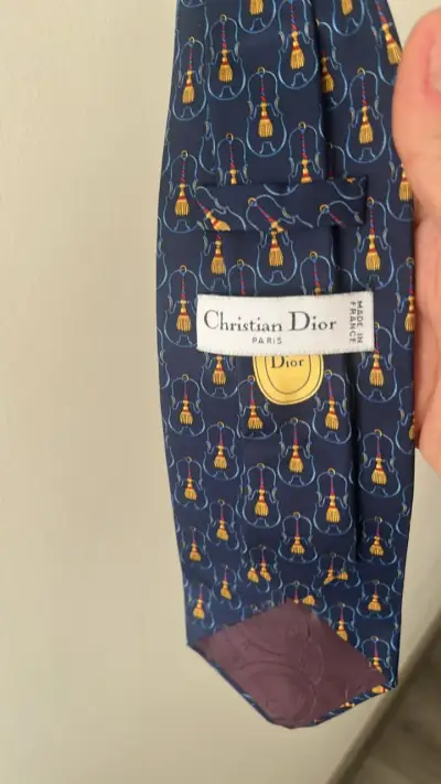 Corbata de seda azul con diseño de guitarras Christian Dior - miniatura 3