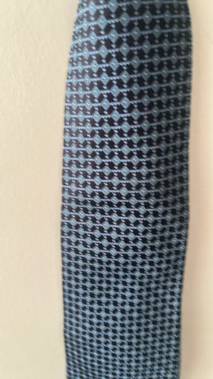 Corbata de seda azul con diseño geométrico Christian Dior - 3
