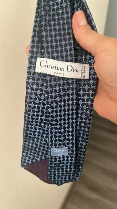 Corbata de seda azul con diseño geométrico Christian Dior - miniatura 4