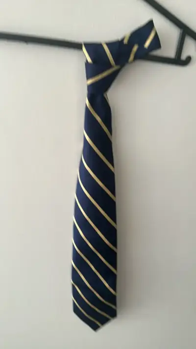 Corbata de seda azul con rayas doradas - miniatura 1